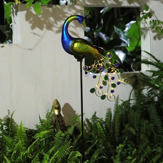 Yousheng Solar Peacock Garden Stake Light Waterproof Metal Decorative Landscape Path Lights for Outdoor Patio Lawn Yard Decoration