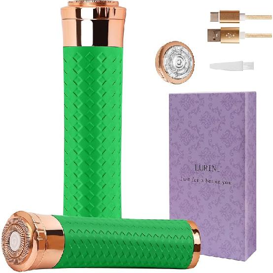 Facial Hair Removal for Women, Painless Rechargeable Hair Removal Device, Comes with 2 Replacement Heads, Portable Electric Shaver/Razor for Face,