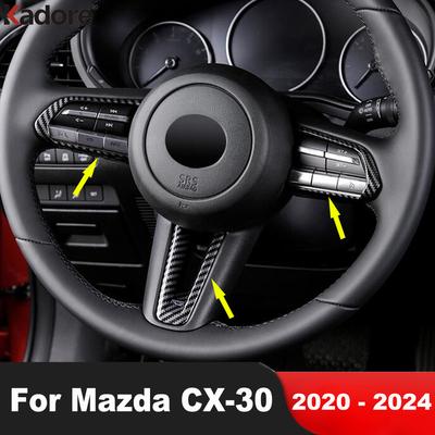 For Mazda CX30 CX-30 -  2024 CX-50  2024 Carbon Fiber Car Steering Wheel Panel Cover Trim Interior Accessories