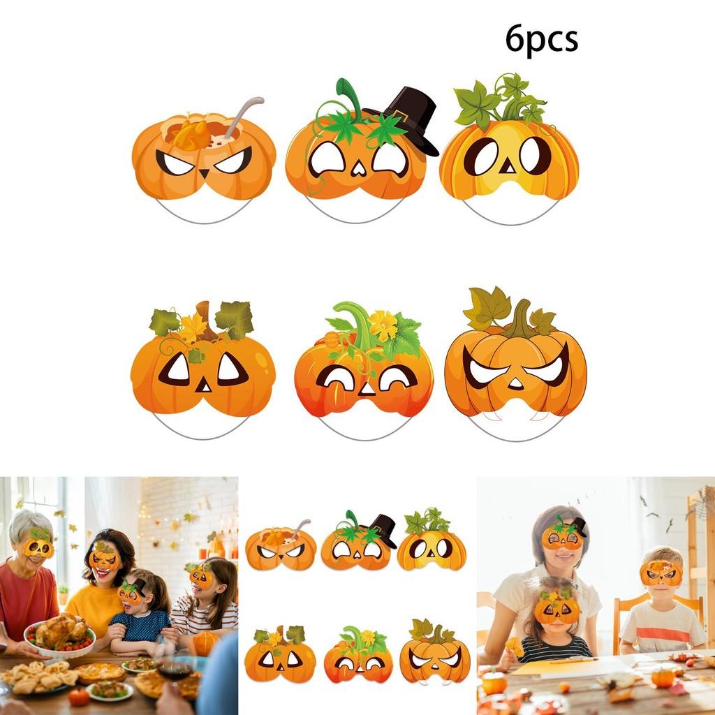 Pumpkin Face Mask Party Decor For Thanksgiving Celebration With Paper Materials 6pcs Set