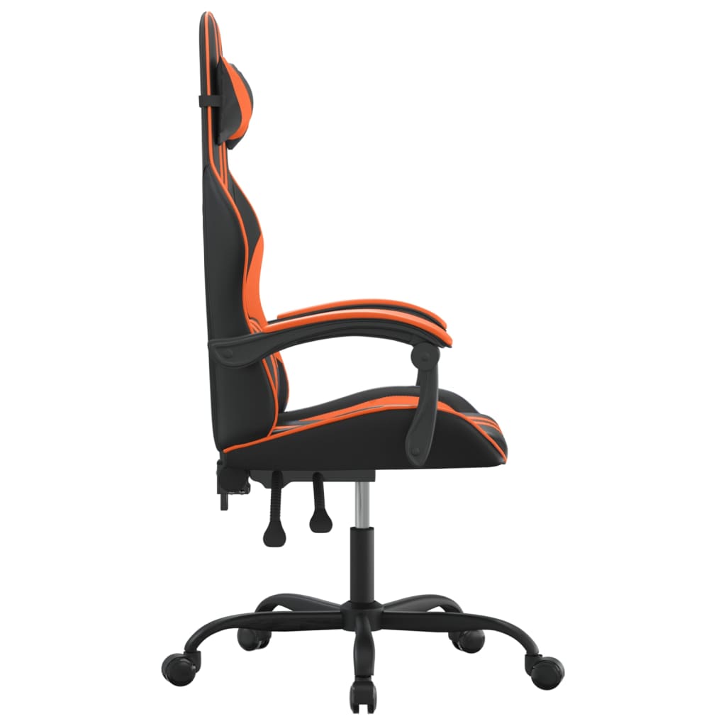 Gaming Chair Swivel Black and Orange Artificial Leather