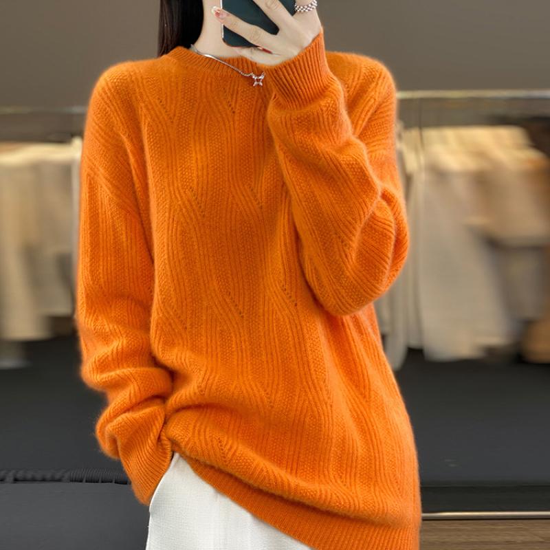 

Толстый свитер с низким круглым вырезом в два слоя для женщин в осенне-зимнем стиле, приятный к коже и теплый кашемировый свитер, базовый свитер XXL