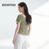 EICHITOO Women's Plaid V-Neck Short-Sleeved Shirt
