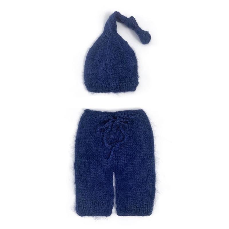 0-2 Monate Baby Foto Kleidung Strick Mohair Jumpsuit Mütze Neugeborenen Fotografie Kostüm Set Säugling Foto Outfit 2tlg