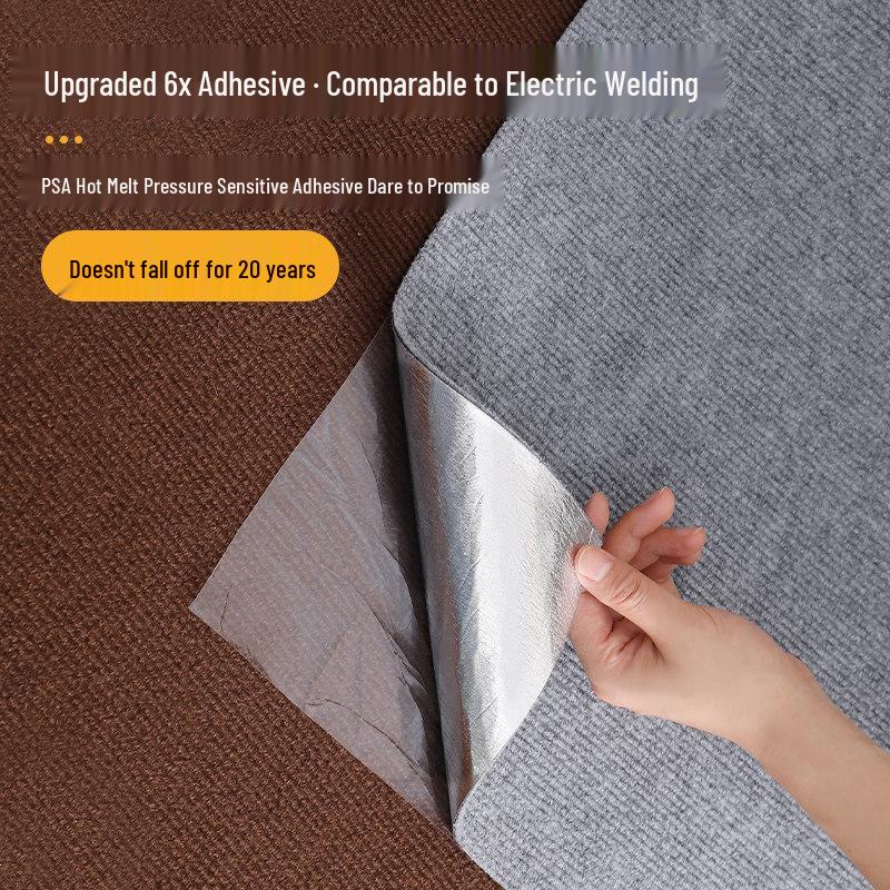 Striped Self-Adhesive Non-Slip Carpet: Full Coverage, Wear-Resistant, Soundproof Floor Mat for Bedroom, Office, or Cement Floors.