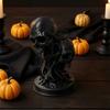 Unique Resin Desktop Decor 3D Printed Double Skull Ornament, Twisted Skeleton Figurine, Gothic Matte Black Statue for Halloween Home Bar & Horror
