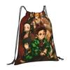 Custom Demon Slayers Drawstring Backpack Women Men Sport Gym Sackpack Foldable Manga Shopping Bag Sack