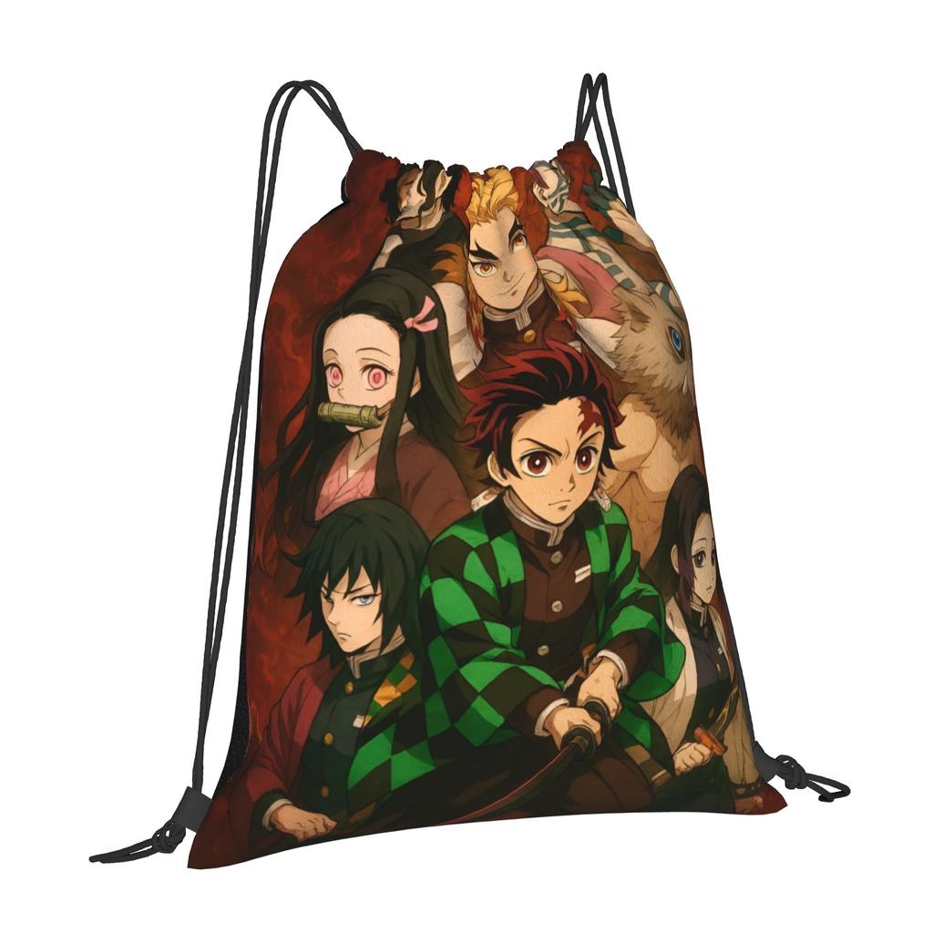 Custom Demon Slayers Drawstring Backpack Women Men Sport Gym Sackpack Foldable Manga Shopping Bag Sack