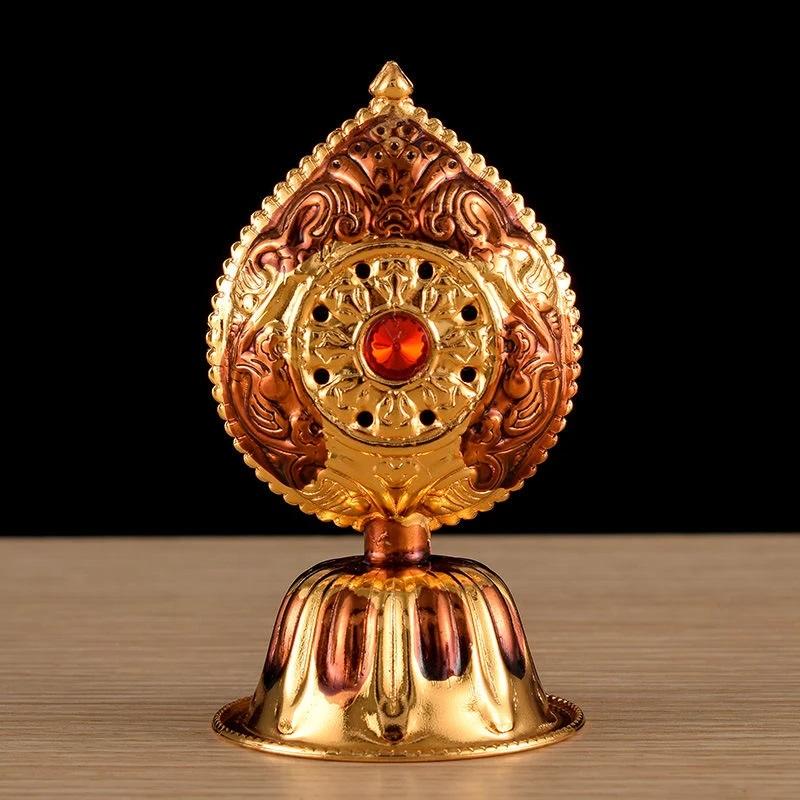Buddhist Manza Furnishing Tantric Alloy Handicraft Auspicious Tibetan Tribute Gilt Buddhism Plate Home Gift Indoor Decorative