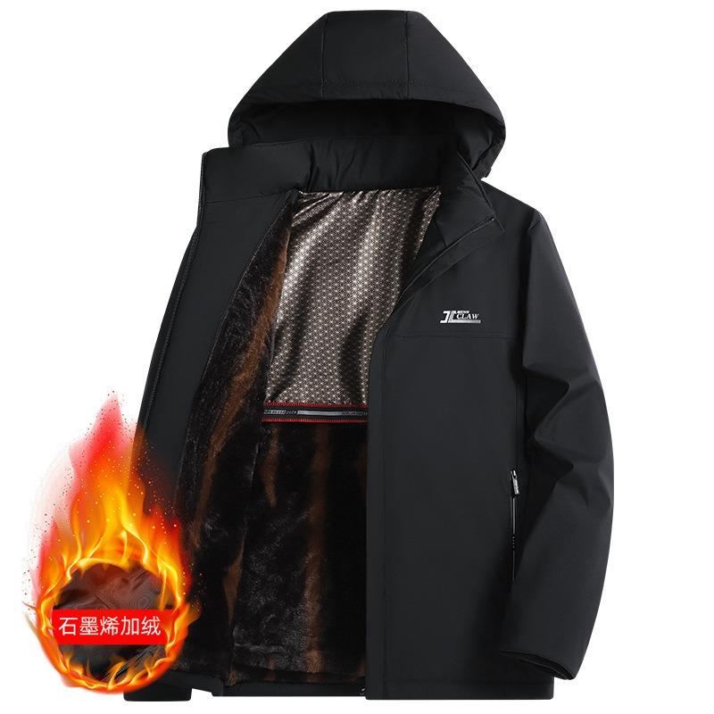 Autumn and winter new graphene cotton jacket men's winter cotton jacket dad suit fleece outdoor jacket thickened men's trend cotton clothes