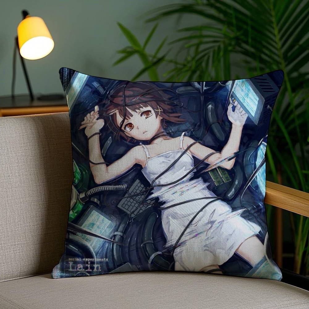 S-Serial Experiments L-Lain Pillow Case Home Dorm Chair Back Short Plush Double-sided Printing Office Nap Time Cushion Cover