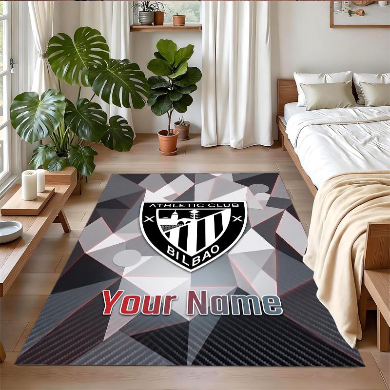 Crystal Velvet Rug Custom Name Text, Soft Non Slip Floor Mat Home DecorAthletic Bilbao FC