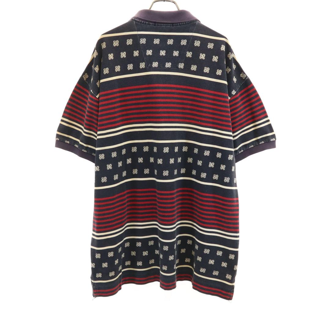 Nautica 90-talls Gammelt Paisley Grensemønster Trekvart ermet Poloskjorte Herre Brukt