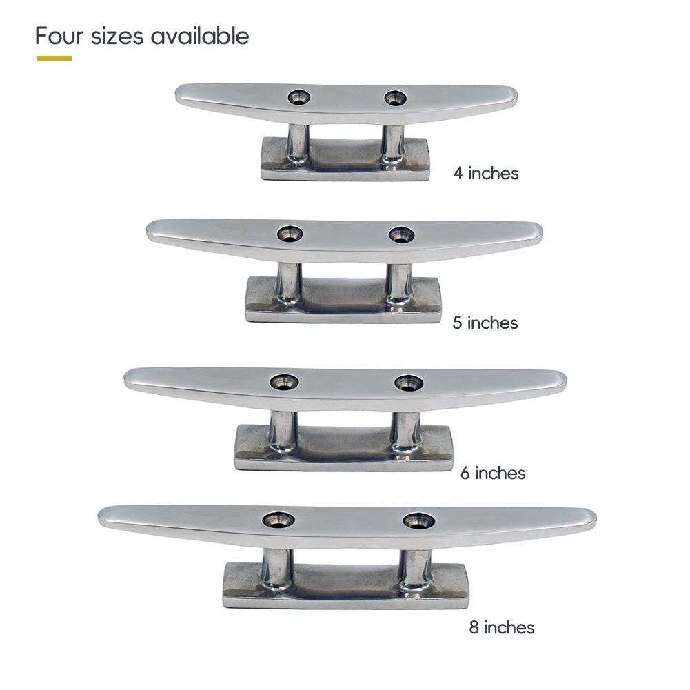 4" 5" 6" 8" Low Flat Cleat 316 Stainless Steel 2 Hole Hardware boat cleats For Marine Boat Deck Rope Tie yacht accessories
