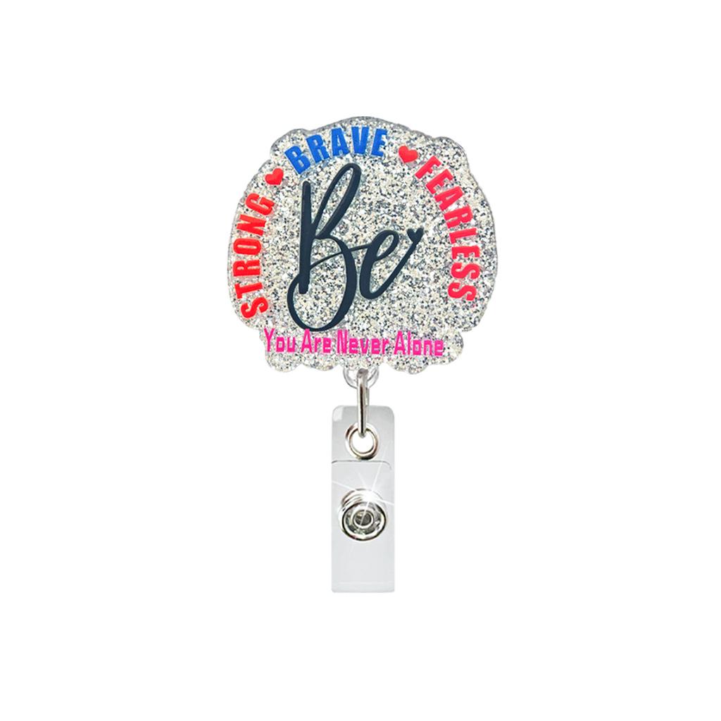 Alligator Clip Badge Reel Glitter Acrylic ID Holder Scratch Resistant for Nurse Work Hospital Medical Student Gift Accessories