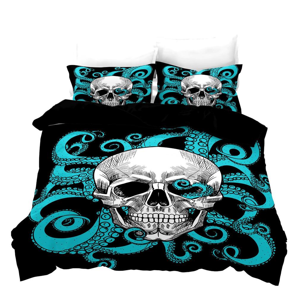 3D Digital Printing Kit Three-Piece Quilt Cover Sheet Skeleton