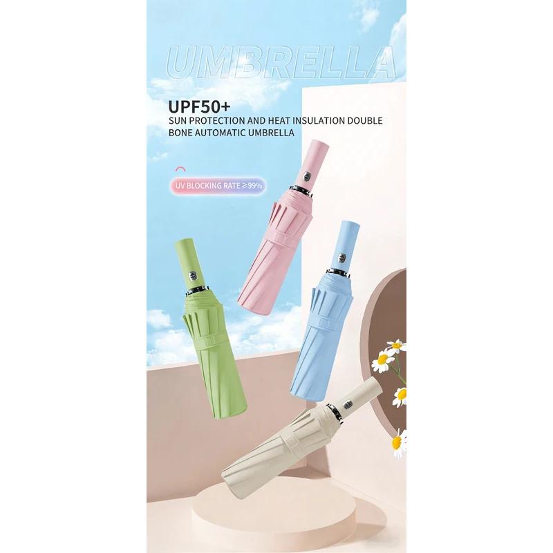 12 Ribs Windproof Automatic Umbrella Premium Business Large Size UV Sunshade Rainproof Dual Use For Wholesale