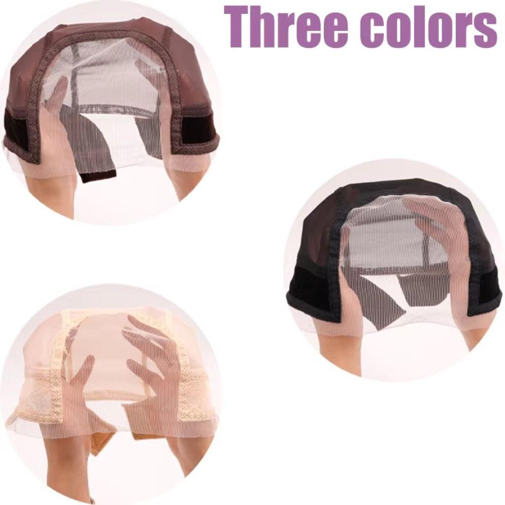 U-del Ventilerende Parykkhette med Gripbånd Blondekant Parykkhette Ny Kuppel Netthette Limfri Parykk