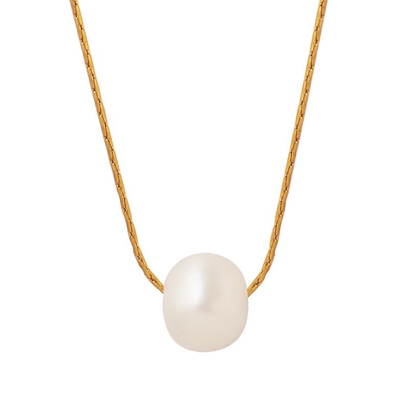 French Baroque Freshwater Pearl Pendant Necklace - Women's Clavicle Chain