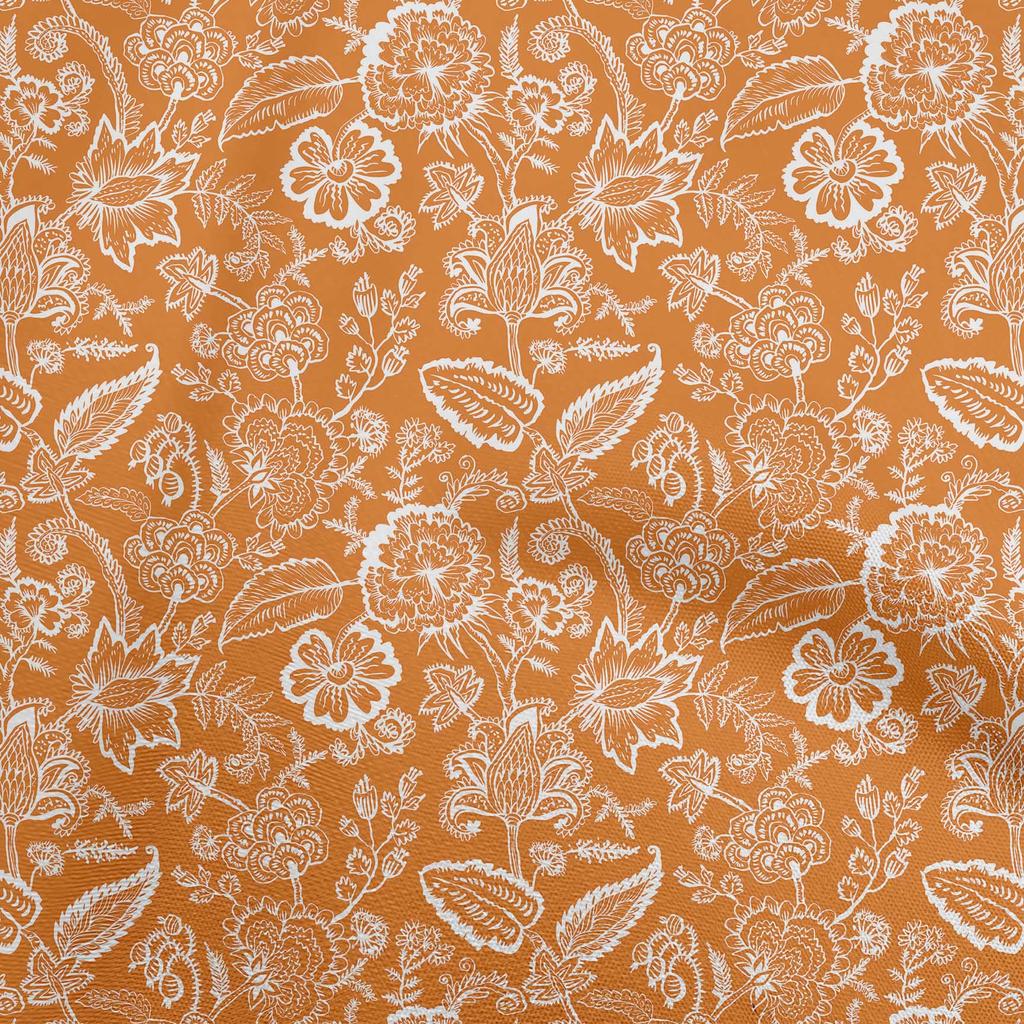 oneOone Cotton Flex Green Fabric Jacobean Silhouette Flower Fabric For Sewing Printed Craft Fabric By The Yard 40 Inch