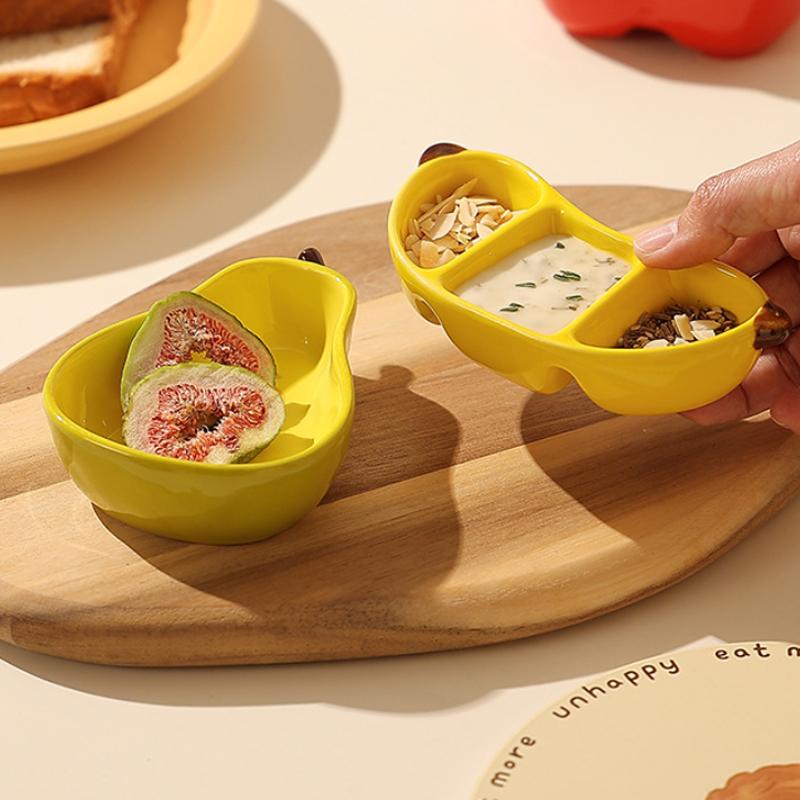 Creative Fruit Shaped Ceramic Plate Sauce Seasoning Snack Plate Home Dining Table Fun Snack Plate Dish Kitchen Accessories