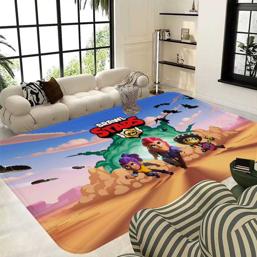 Cute Cartoon B-Brawl Game Floor Mat Retro Multiple Choice Living Room Kitchen Rug Non-Slip Modern Home Decor
