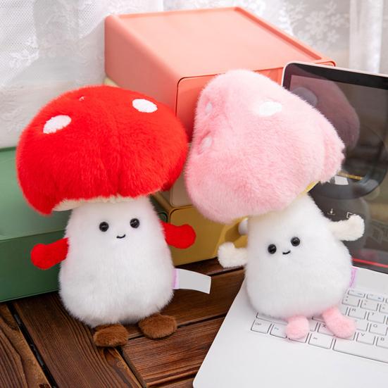 Mushroom Plush Toy Cartoon Stuffed Animal Soft Huggable Pillow Adorable Smiling Cushion for Kids & Collectors