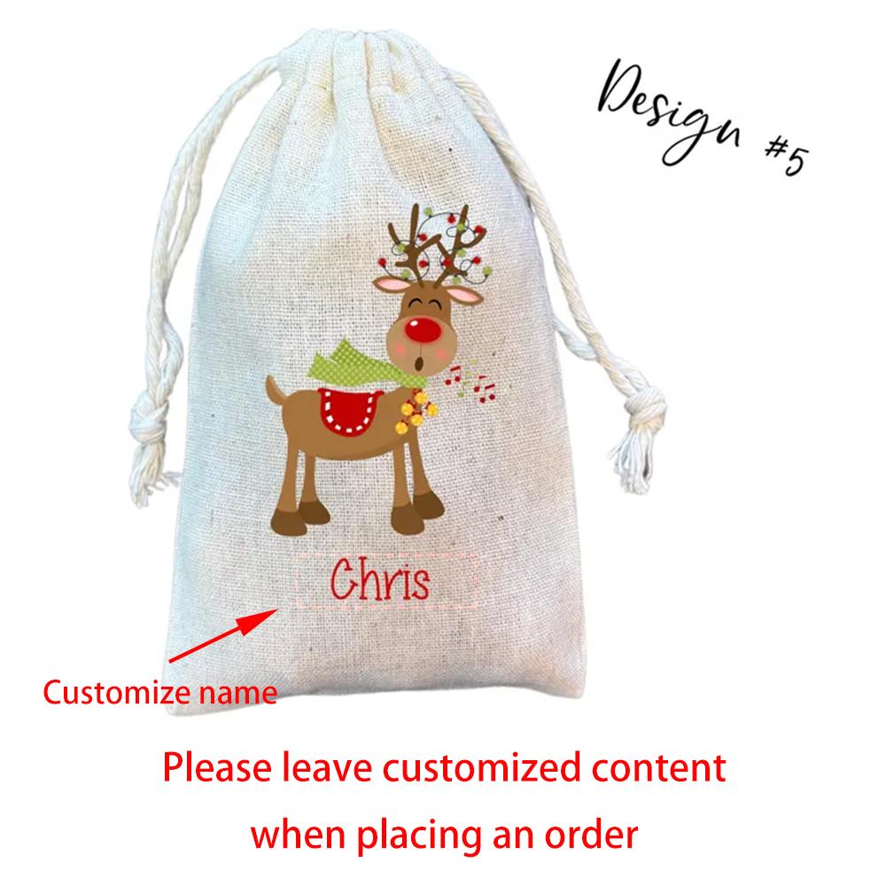 

Personalized Reindeer Christmas Gift Bags Merry Xmas Favor Bag Goodie Bag Santa Claus Holiday Gift Claus Children s Party Favors 5pcs 13X18cm