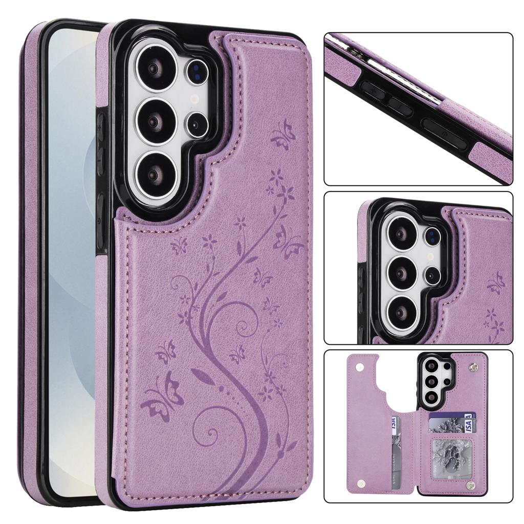 Emboss Flower Luxury Magnetic Cards Solt Wallet Leather Case for Samsung S26 Ultra Edge S25 Plus S24 S23 FE Note 20 Bag Cover