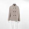 2025 Autumn Winter New Vintage Brown Wool Blend Coat Women's V-Neck Office Warm Outerwear