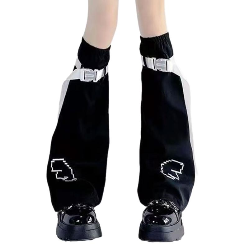 Trendy Fashion Knee Length Flared Leg Sleeves for Women Japanese Harajuku Aesthetic Wing Embroidered Leg Warmers Socks