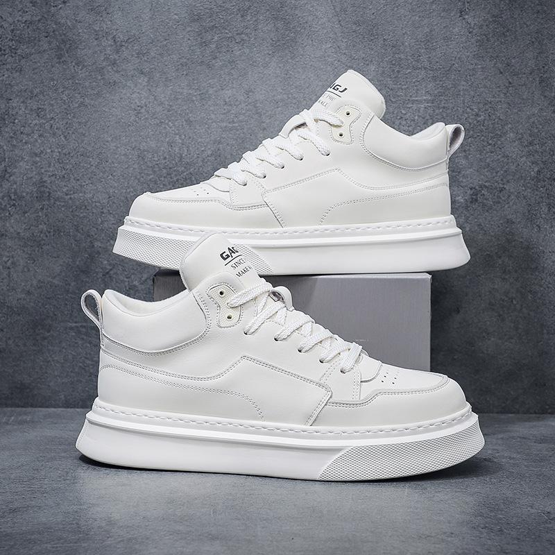 Klasyczne czarno-białe buty męskie high-top 2024 jesień i zima nowe buty sportowe i rekreacyjne gruba podeszwa podwyższające wygodne wszechstronne modne