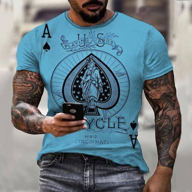 Summer Colorful Poker Gems Print Pánské tričko 3D Pánské Jesus Móda Ležérní Topy Krátké rukávy