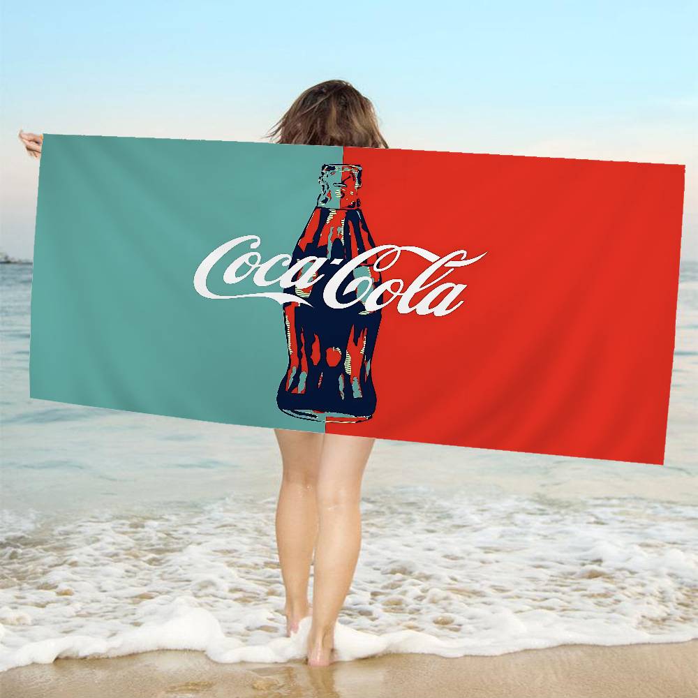 C-Cocas C-cola Vintage Logo Beach Towel Colorful Bath Towels for Girl Microfiber Quick Custom Sand Free Beach Yoga Spa Gym Pool