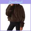 Winter Womens Fleece Pullover Hoodie With Stand Collar And Pockets For Casual Wear