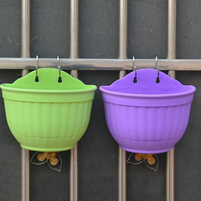 Flower Pot Exquisite Wall-Mounted Plastic Wall Hanging Basket Flowerpot For Outdoor Garden Balcony Planter Bucket Home Decor