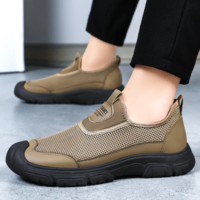 Shoes Men's Shoes Summer New Mesh Breathable Casual Shoes One Pedal Lazy Shoes Lightweight Soft Sole Dad Shoes