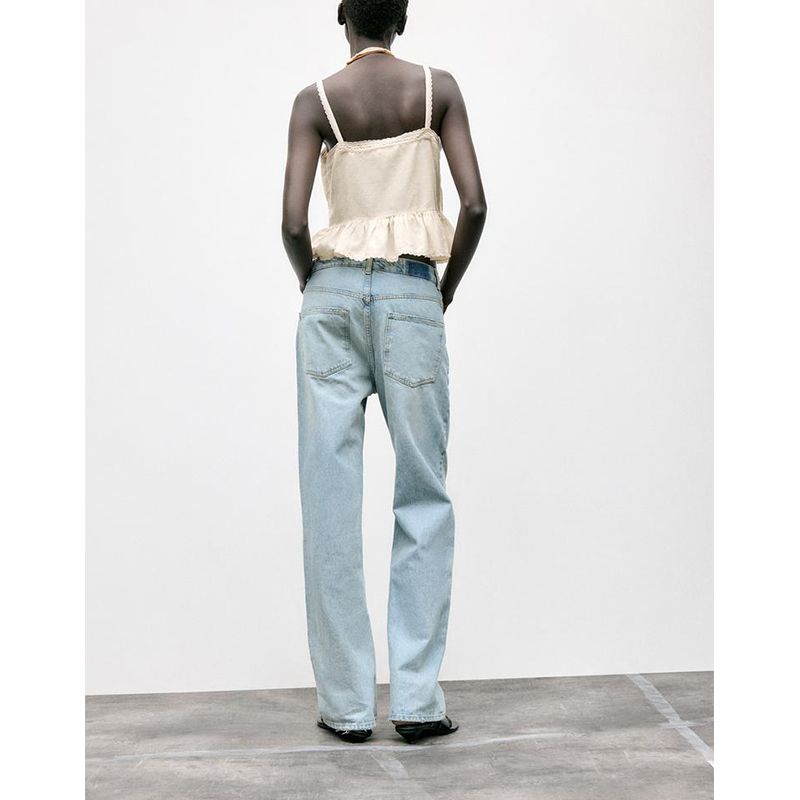 Summer Women's Clothing Ins Style V Neck Sleeveless Embroidery Trim Romantic Fashion Casual Tops 7200043