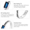 WOSTU 925 Sterling Silver Vintage Pattern & Rectangular Zirconium Ring for Women Adjustable Ring Fashion Jewelry