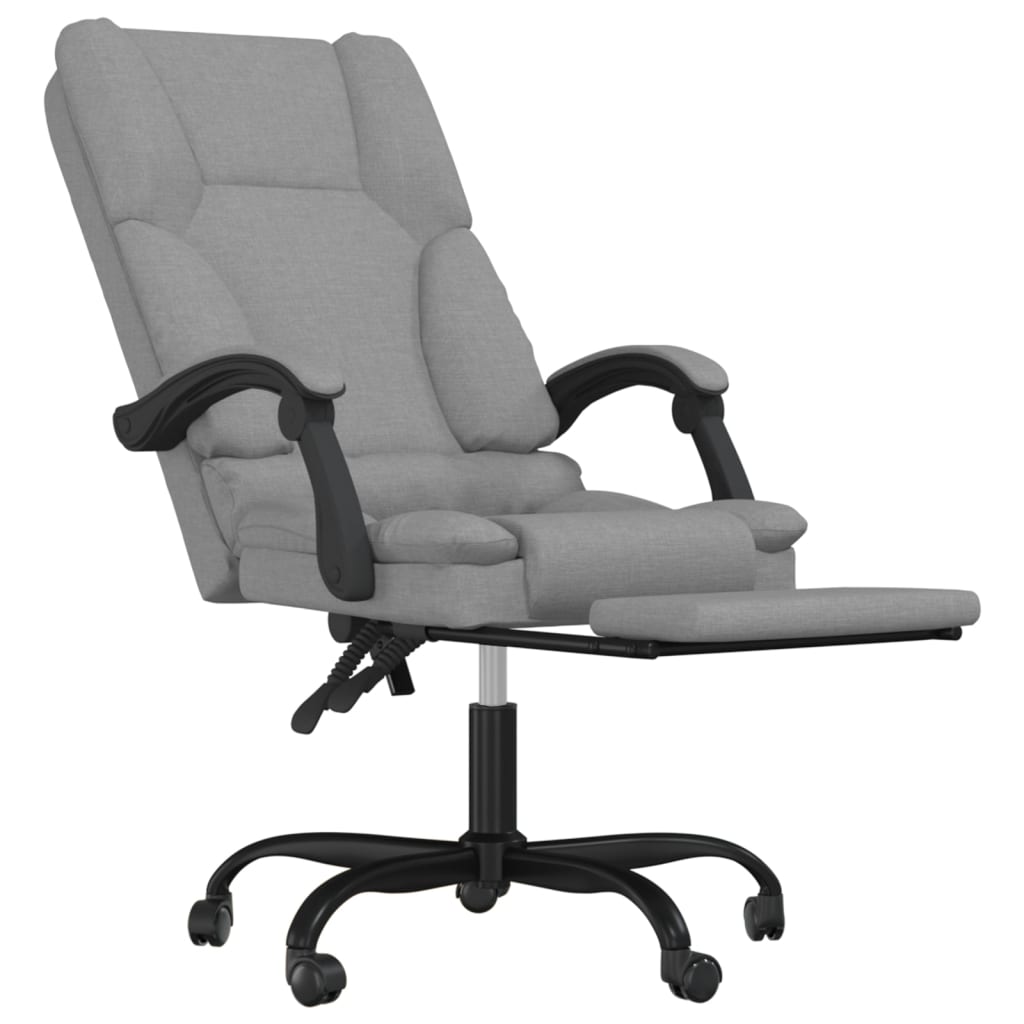 Office Chair with Massage Function Light Grey Fabric