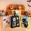 Halloween Party Bags - Non-Woven Fabric Gift Bags with Pumpkin, Grimace, Cat, Bats, Candy Designs  - Sturdy Handles for Trick