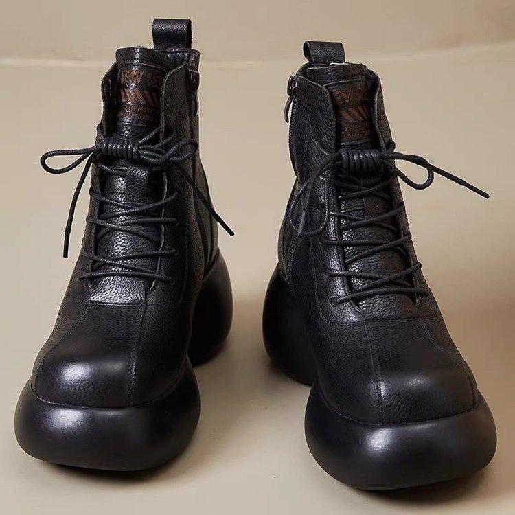 Popular retro platform single boots women's 2025 autumn and winter new short women's boots British Martin boots thick heel women's boots