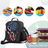 American Flag Skull Head Insulated Lunch Box Leakproof Portable Lunch Bag with Adjustable Shoulder Strap Reusable Cooler Bag