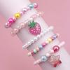 b58 5Pcs/set Cute Personality Strawberry Pentagram Pendant Pink Series Beaded Bracelets Suitable Holiday Parties Birthday Gift