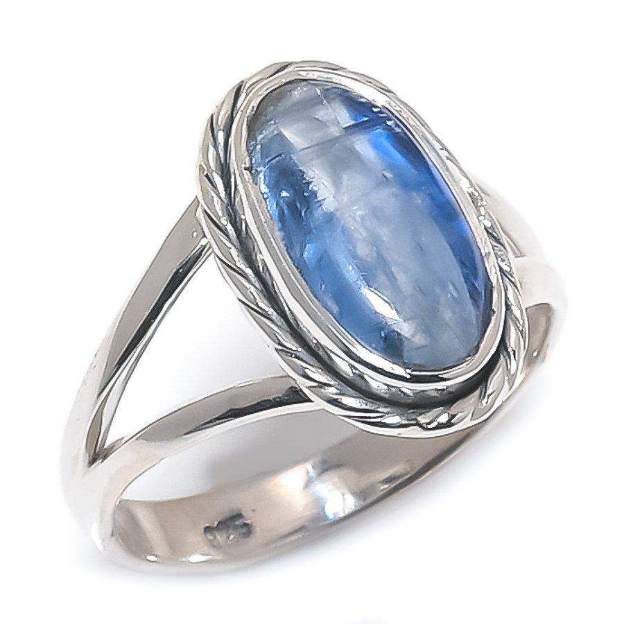 Natural Blue Kyanite Gemstone Handmade 925 Solid Silver Jewelry Ring Size 7 B8I08