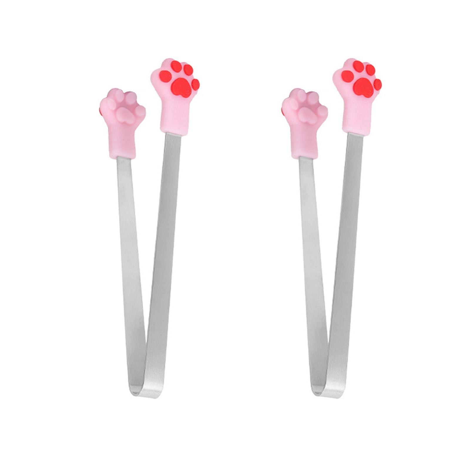 

2 шт. Силиконовые мини-щипцы в форме кошачьих лапок, маленькие пищевые щипцы для детей, идеально подходят для закусок, кубиков льда и конфет, печенья, фруктов розовый