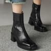 Autumn Vintage Thick Heel Women Ankle Boots Fashion Back Zippers Shoes Ladies Elegant Square Toe Mordern Short Booties