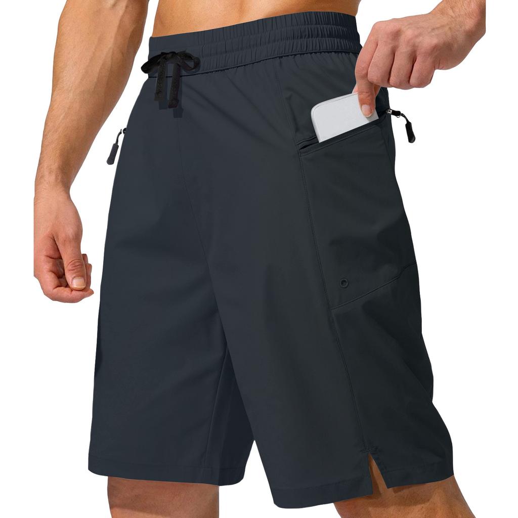 Mens Lightweight Quick Dry Shorts with Zipper Pockets Elastic Waistband Adjustable Drawstring Outdoor Athletic Shorts for Running Training Hiking
