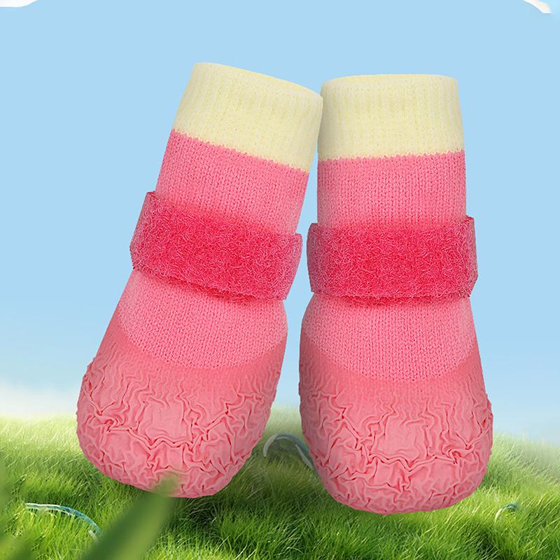 4Pcs/Set Anti-Dirty Adjustable Puppy Mesh Shoes Non-Slip Dog Shoes Wear Resistant Waterproof Dog Foot Cover Pet Supplies