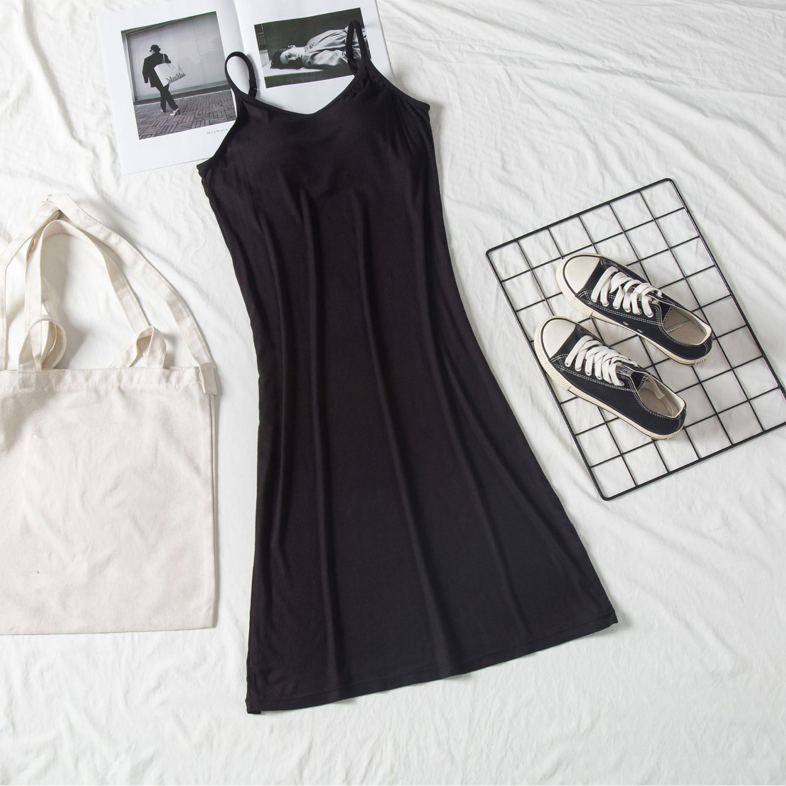 

Женское летнее платье свободного покроя для пляжного отдыха, повседневное платье-жилет с глубоким V-образным вырезом, элегантное платье-рубашка L чёрный